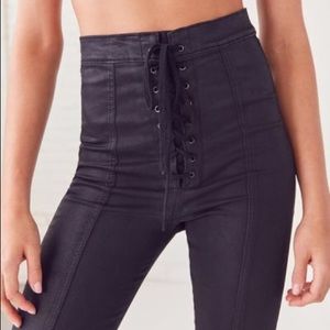 BDG black waxed lace up high-rise skinny pant